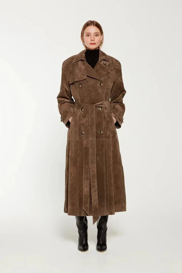 Trench Coat Women's Double Breasted Belted