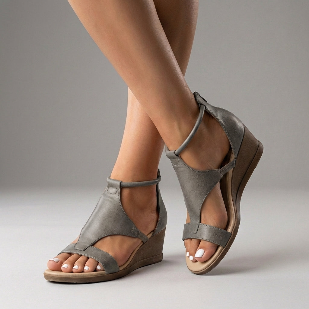 Women's Open Toe Wedge Sandals | Ankle Strap