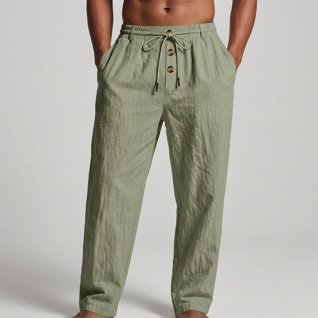 Men’s Linen Wide-Leg Drawstring Pants