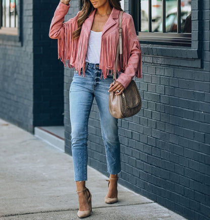 Fringe Jacket | Western Style with Lapel Collar