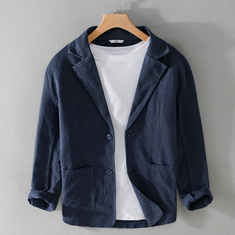 Men’s Single-Breasted Patch Pocket Linen Blazer