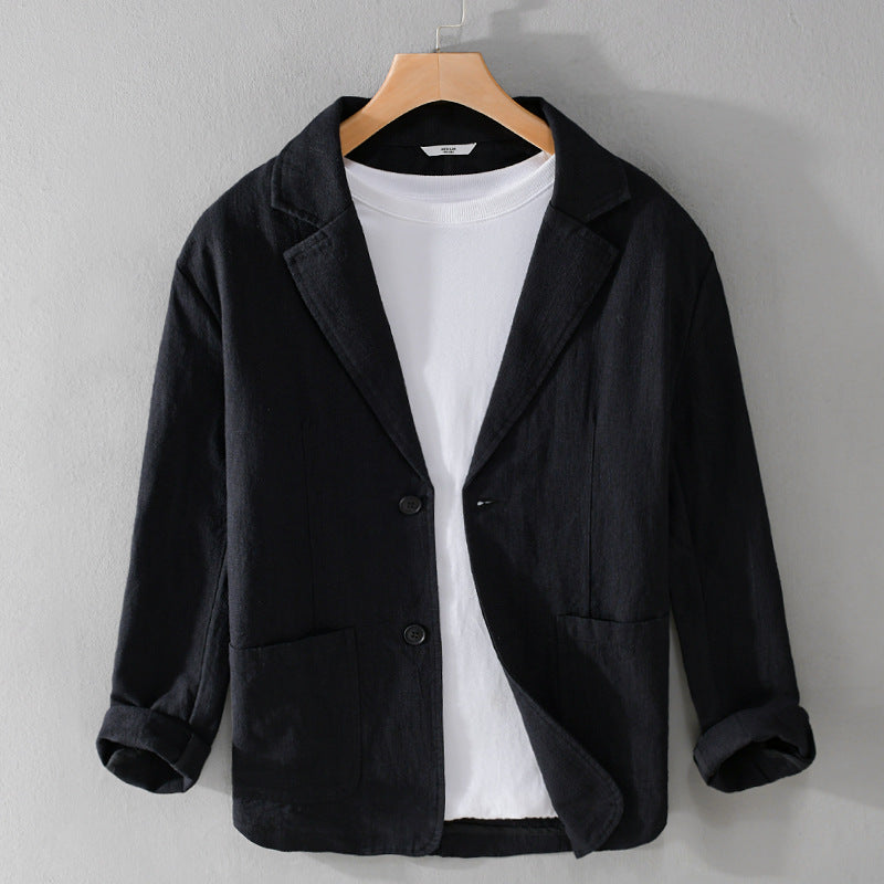 Men’s Single-Breasted Patch Pocket Linen Blazer