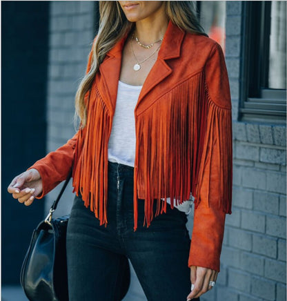 Fringe Jacket | Western Style with Lapel Collar