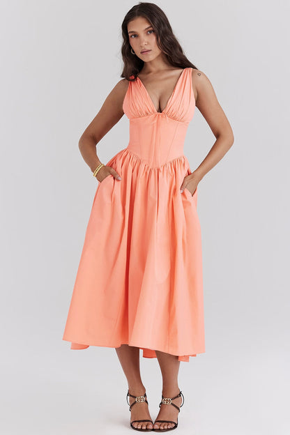 Women's V Neck  Floral Dress