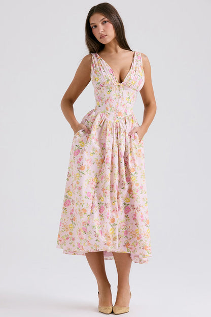 Women's V Neck  Floral Dress