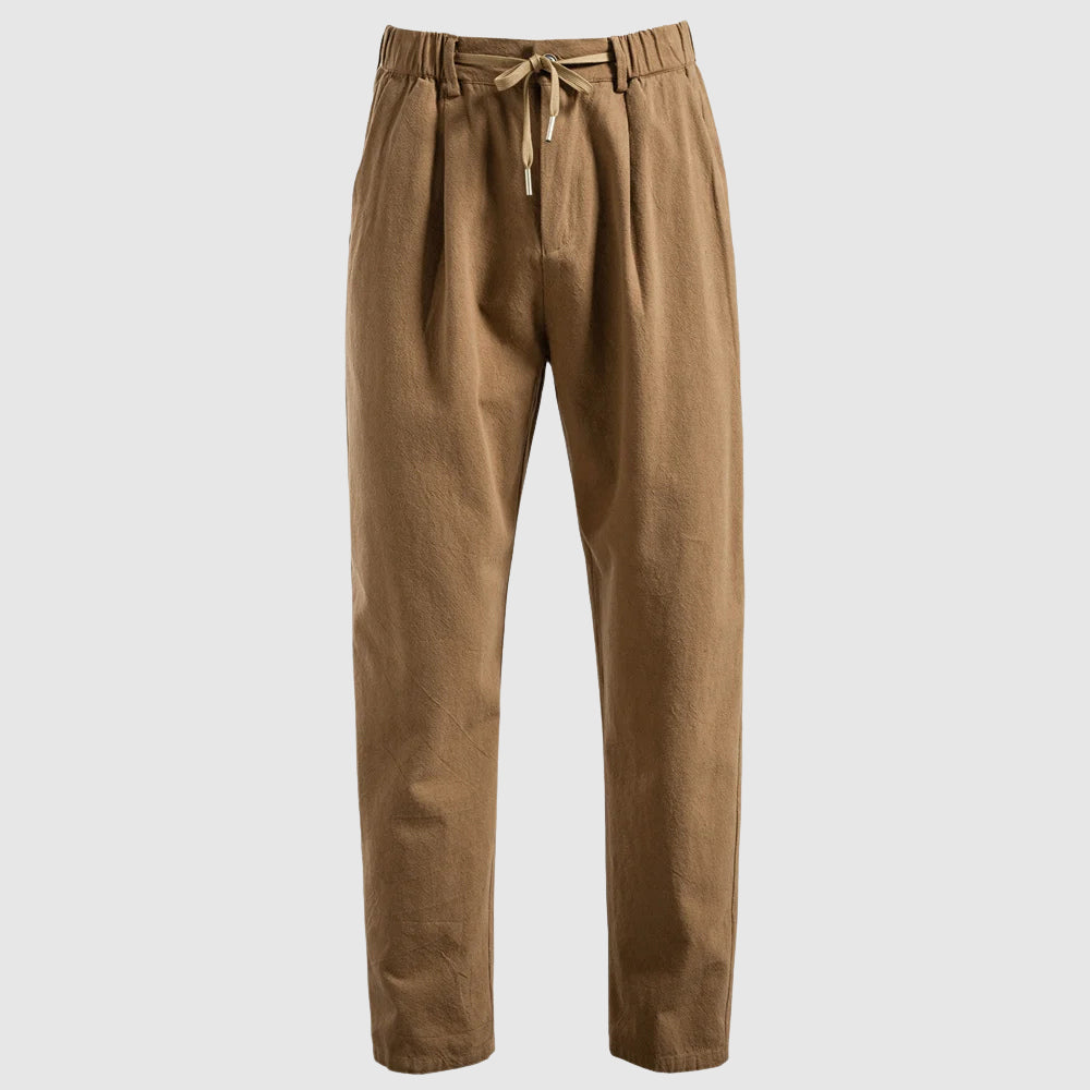Straight Leg Linen Drawstring Trousers