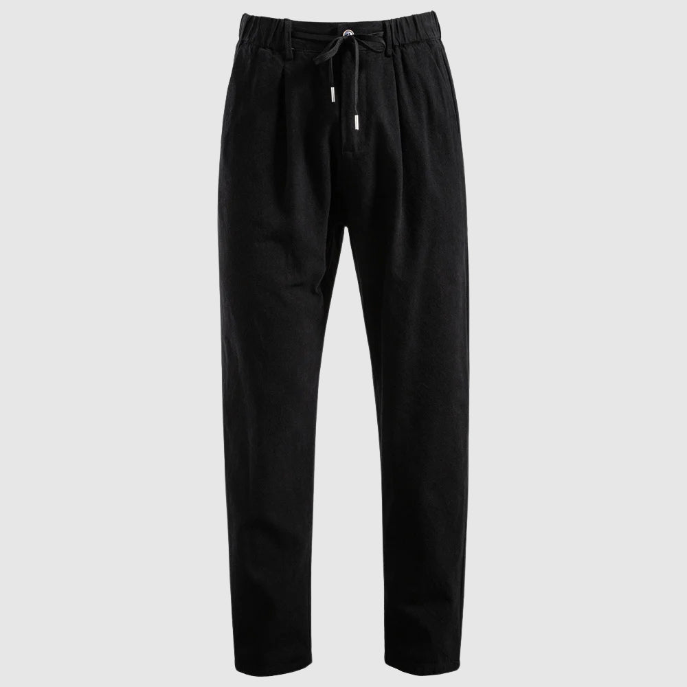 Straight Leg Linen Drawstring Trousers
