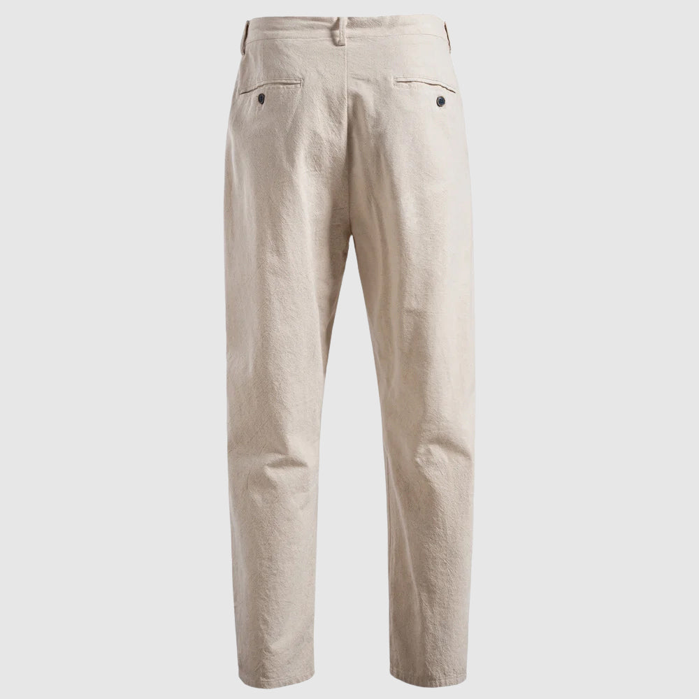Straight Leg Linen Drawstring Trousers