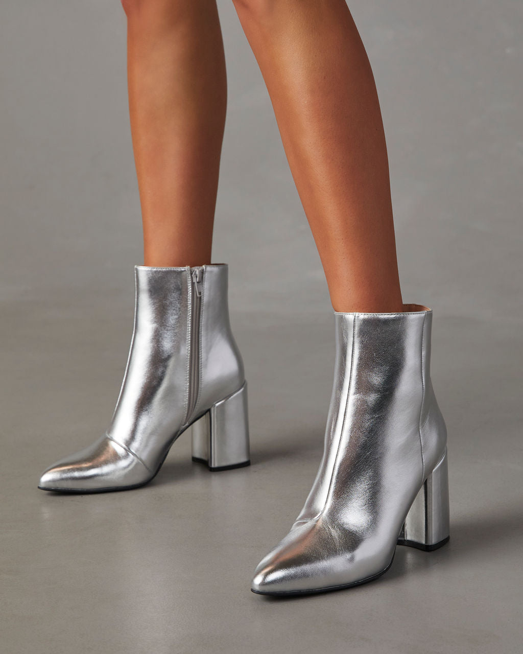 Block Heel Ankle Boots | Side Zip Party Style