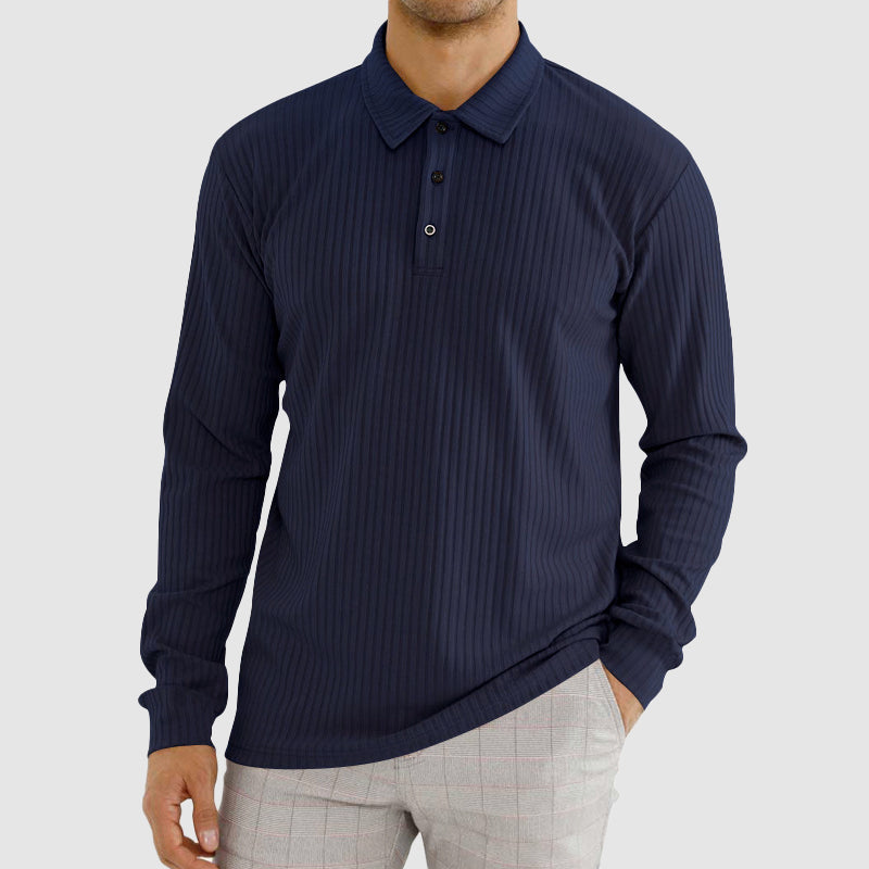 Classic Men’s Long Sleeve Ribbed Polo Shirt