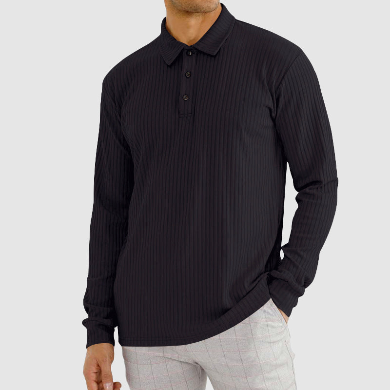 Classic Men’s Long Sleeve Ribbed Polo Shirt