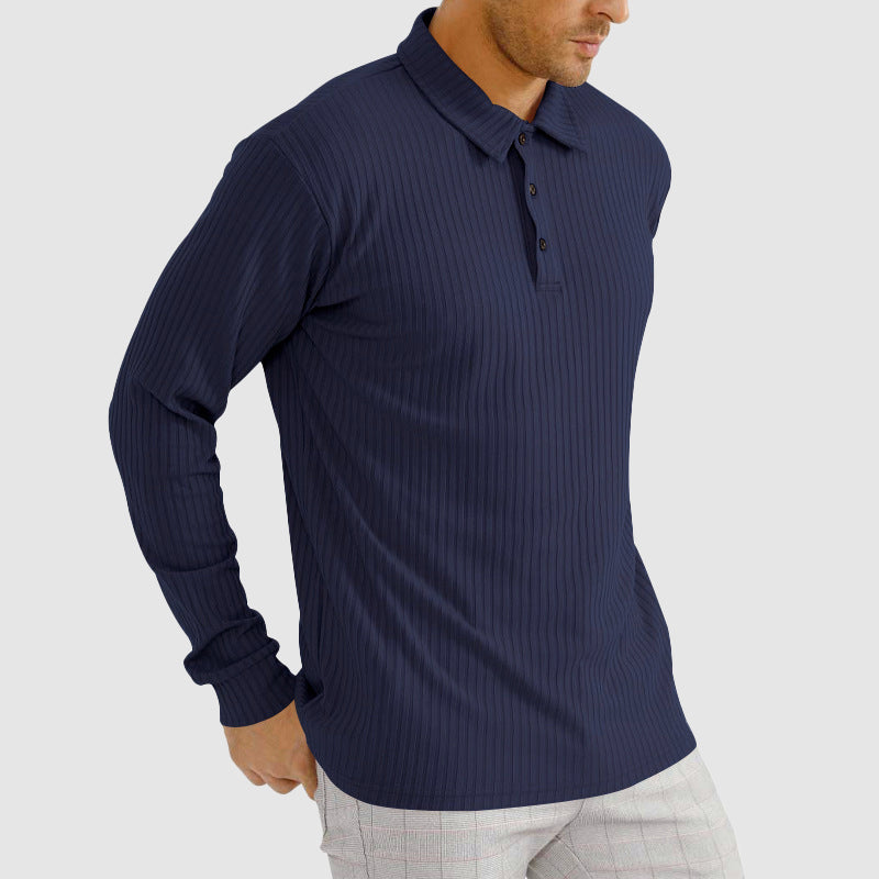 Classic Men’s Long Sleeve Ribbed Polo Shirt