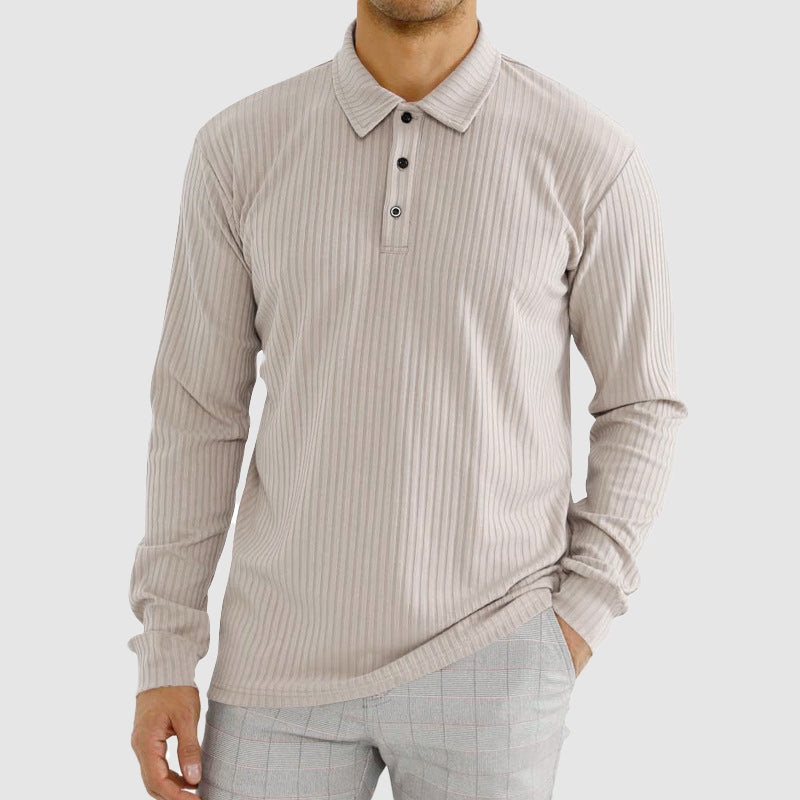 Classic Men’s Long Sleeve Ribbed Polo Shirt