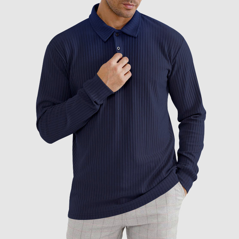 Classic Men’s Long Sleeve Ribbed Polo Shirt