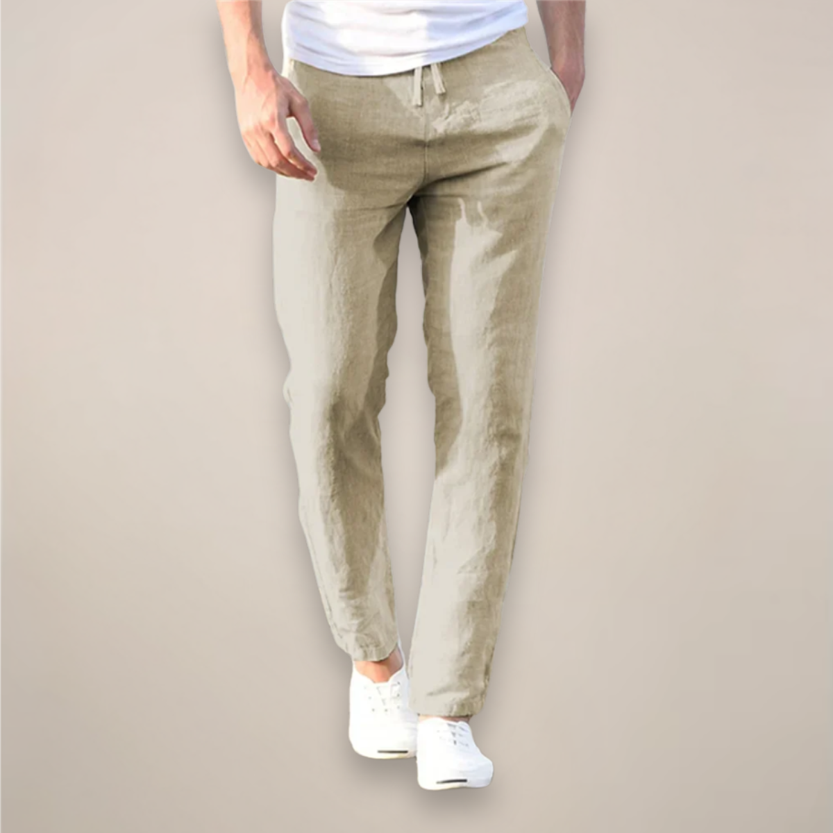 Men’s Linen Drawstring Tapered Trousers