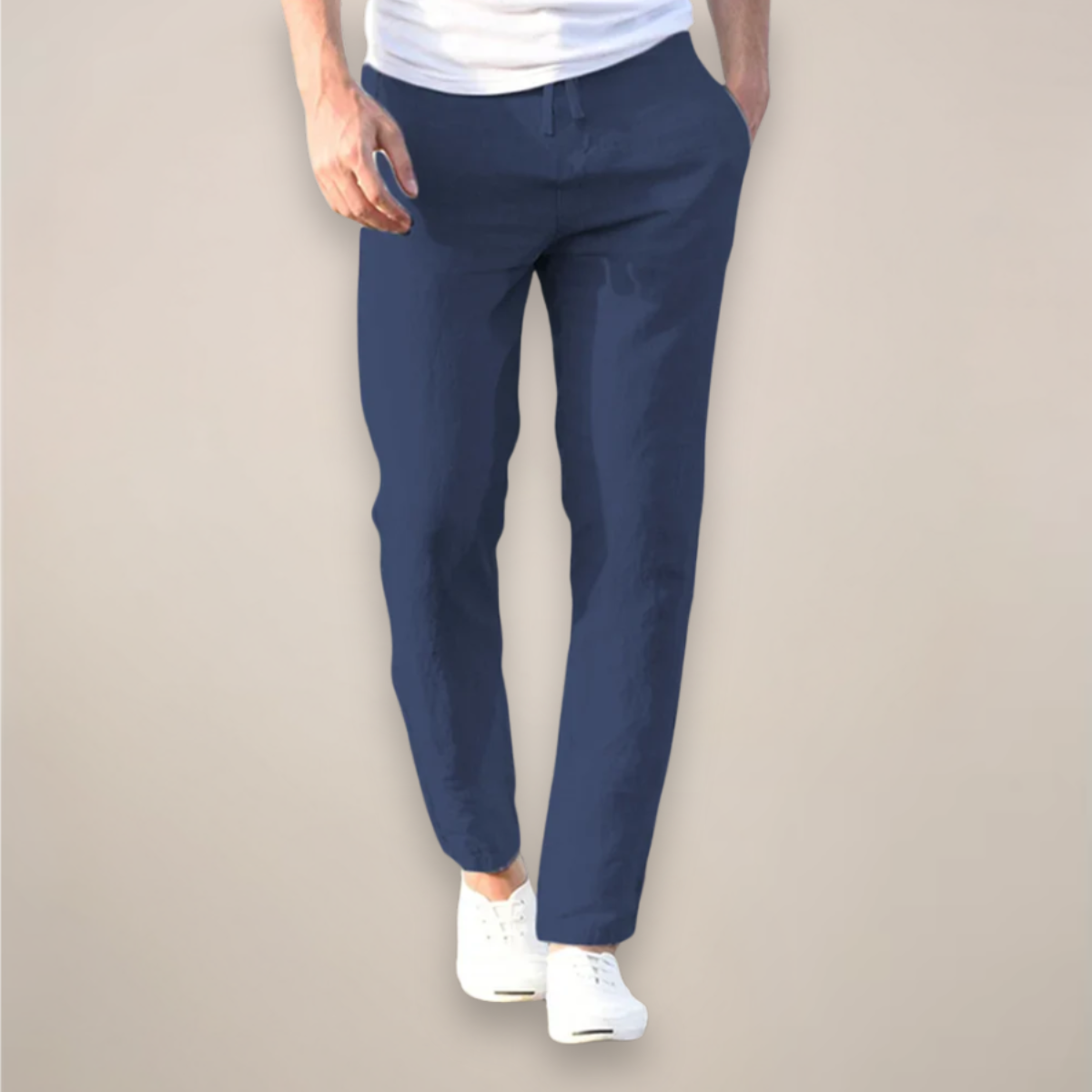 Men’s Linen Drawstring Tapered Trousers
