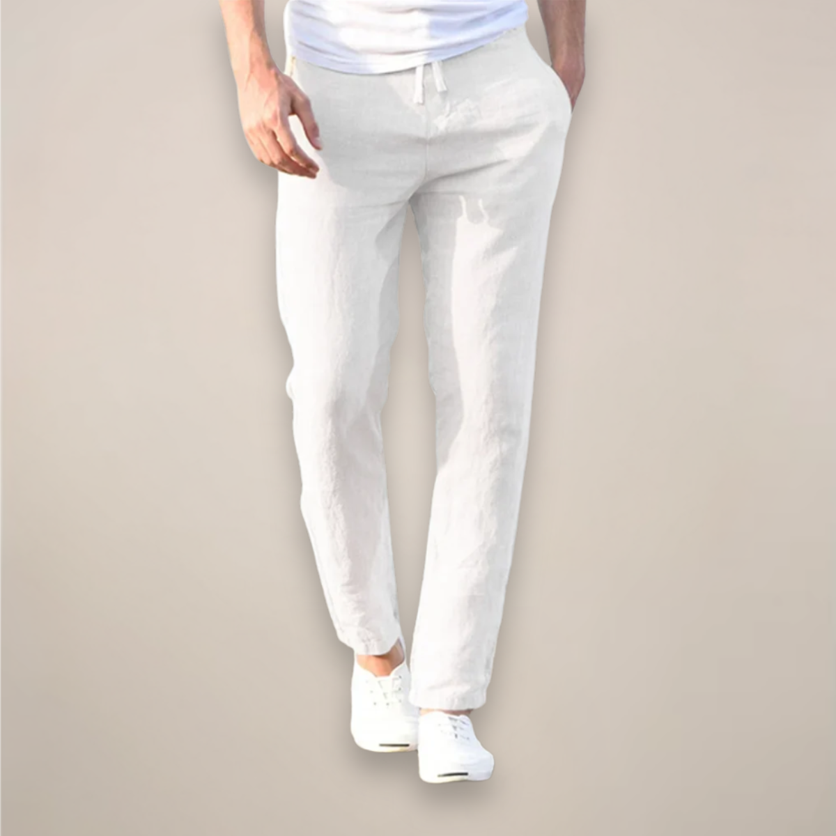 Men’s Linen Drawstring Tapered Trousers