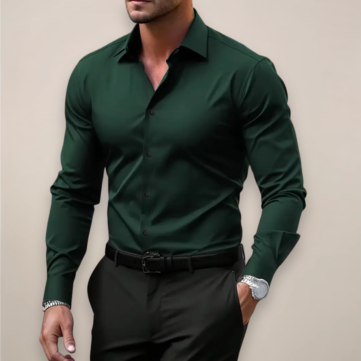 Men’s Notched Collar Long Sleeve Shirt