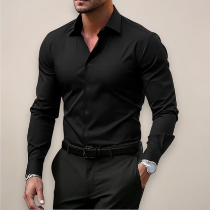 Men’s Notched Collar Long Sleeve Shirt