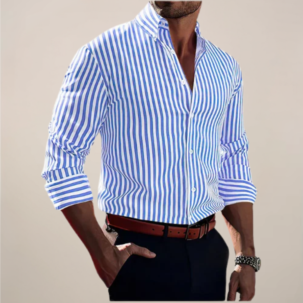 Men’s Striped Long Sleeve Shirt