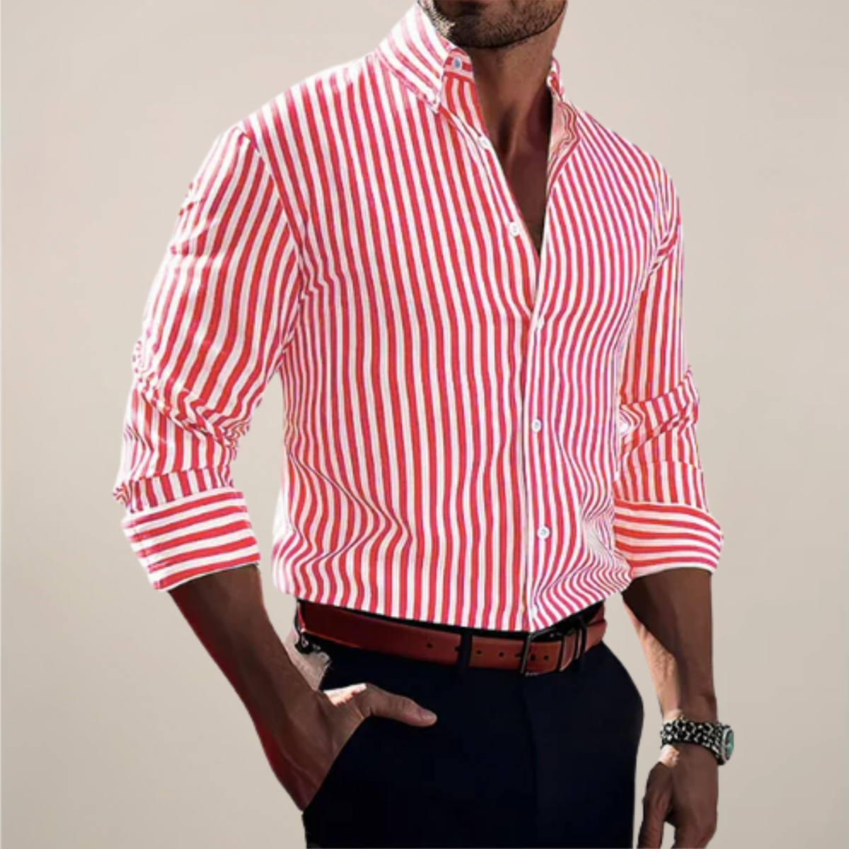 Men’s Striped Long Sleeve Shirt