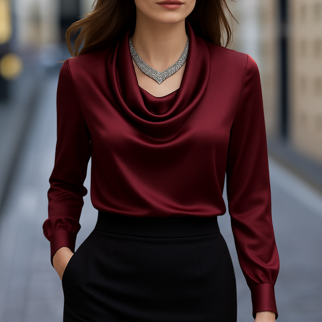 Women’s Stylish Cowl Neck Long Sleeve Blouse