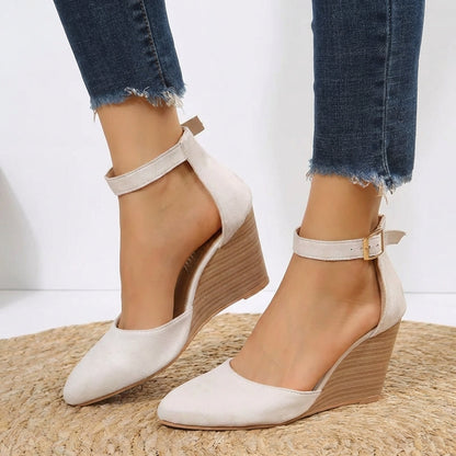 Stylish Ankle Strap Wedge Heels