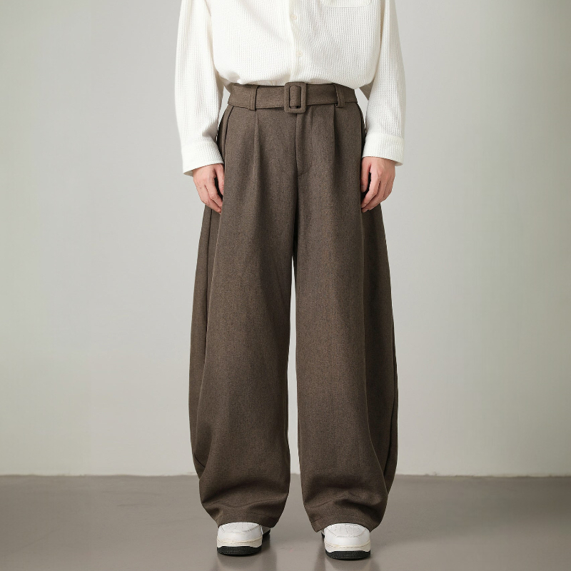 Wide Leg Belted Trousers