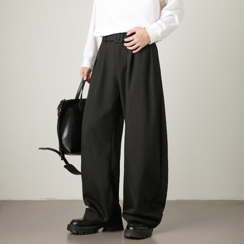Wide Leg Belted Trousers
