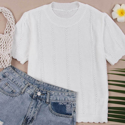 Short Sleeve Pointelle Knit Top