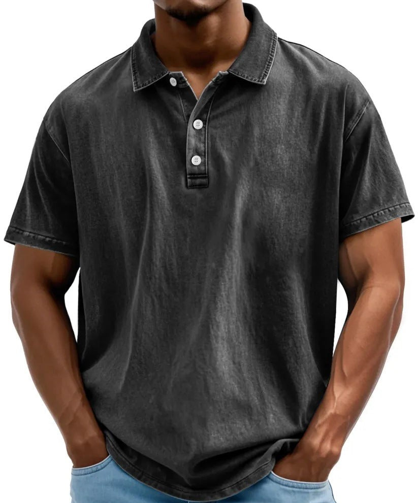 Men’s Washed Vintage Style Polo Shirt