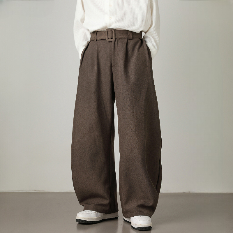 Wide Leg Belted Trousers