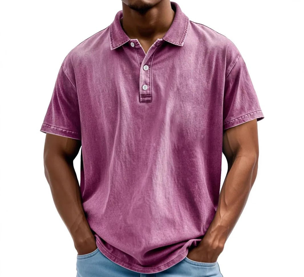 Men’s Washed Vintage Style Polo Shirt