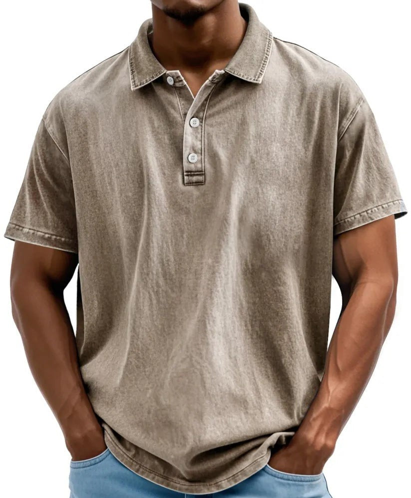 Men’s Washed Vintage Style Polo Shirt