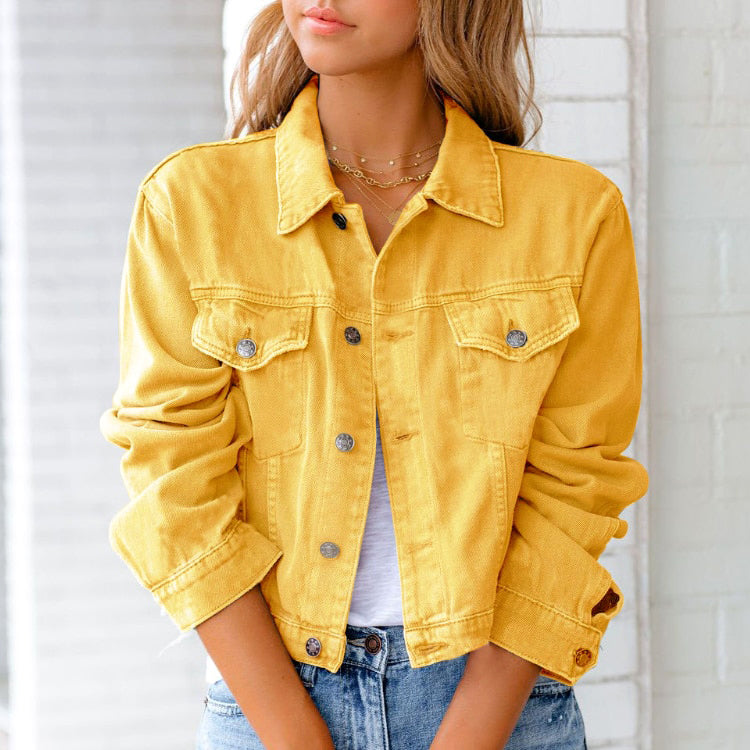 Denim Jacket | Cropped Button Front Casual Style