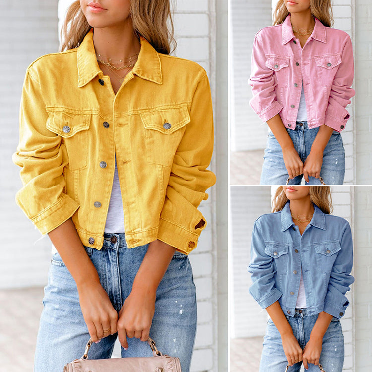 Denim Jacket | Cropped Button Front Casual Style