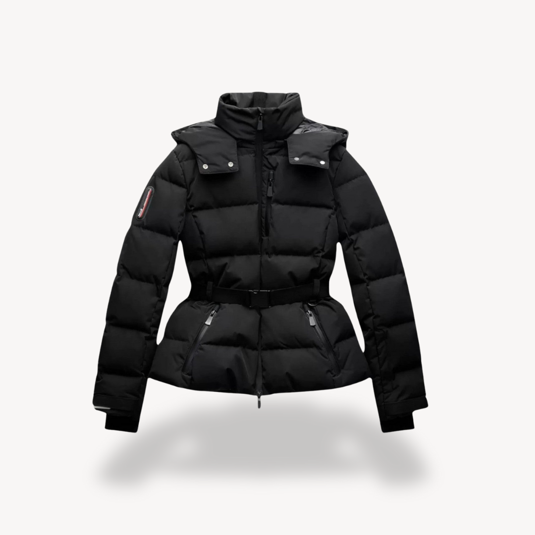 Padded Puffer Jacket | Belted Winter Style with High Neck