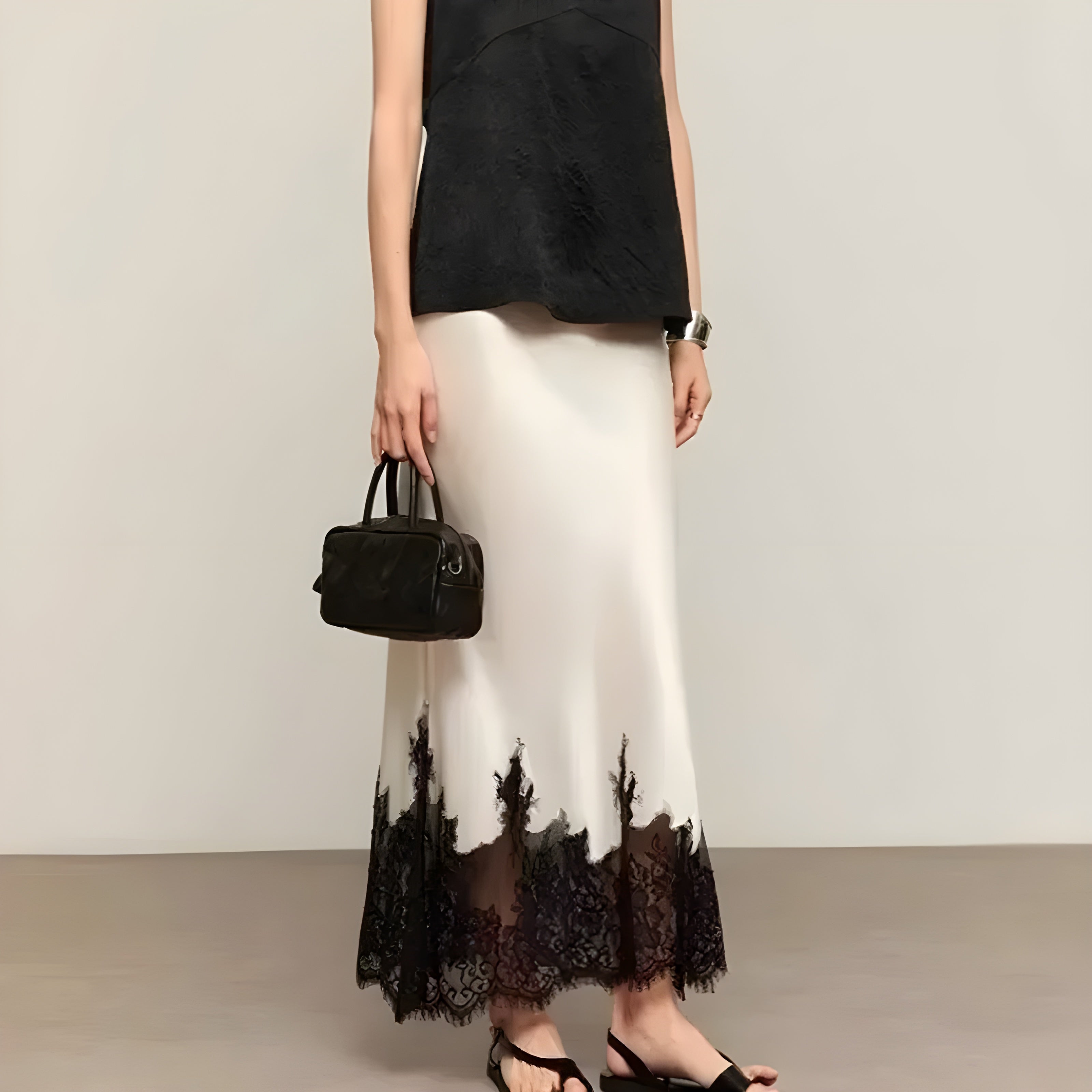 Lace Satin Skirt