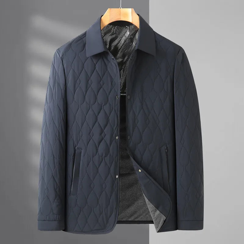 Collared Quilted Jacket Zip Front