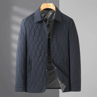 Collared Quilted Jacket Zip Front