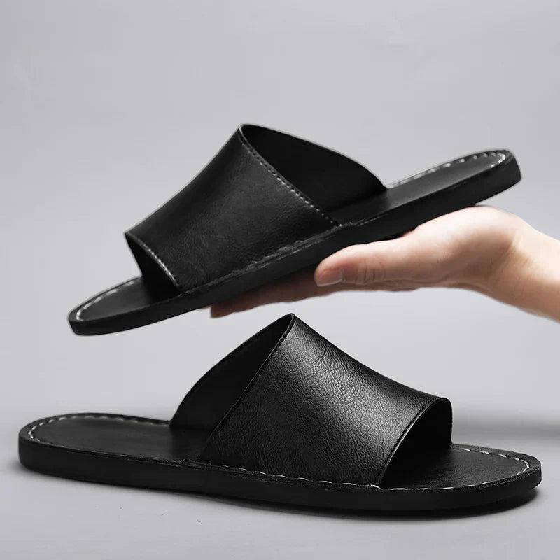 Men’s Leather Open-Toe Slide Sandals