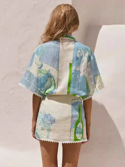 Women’s Patchwork Print Co-Ord Shorts Set
