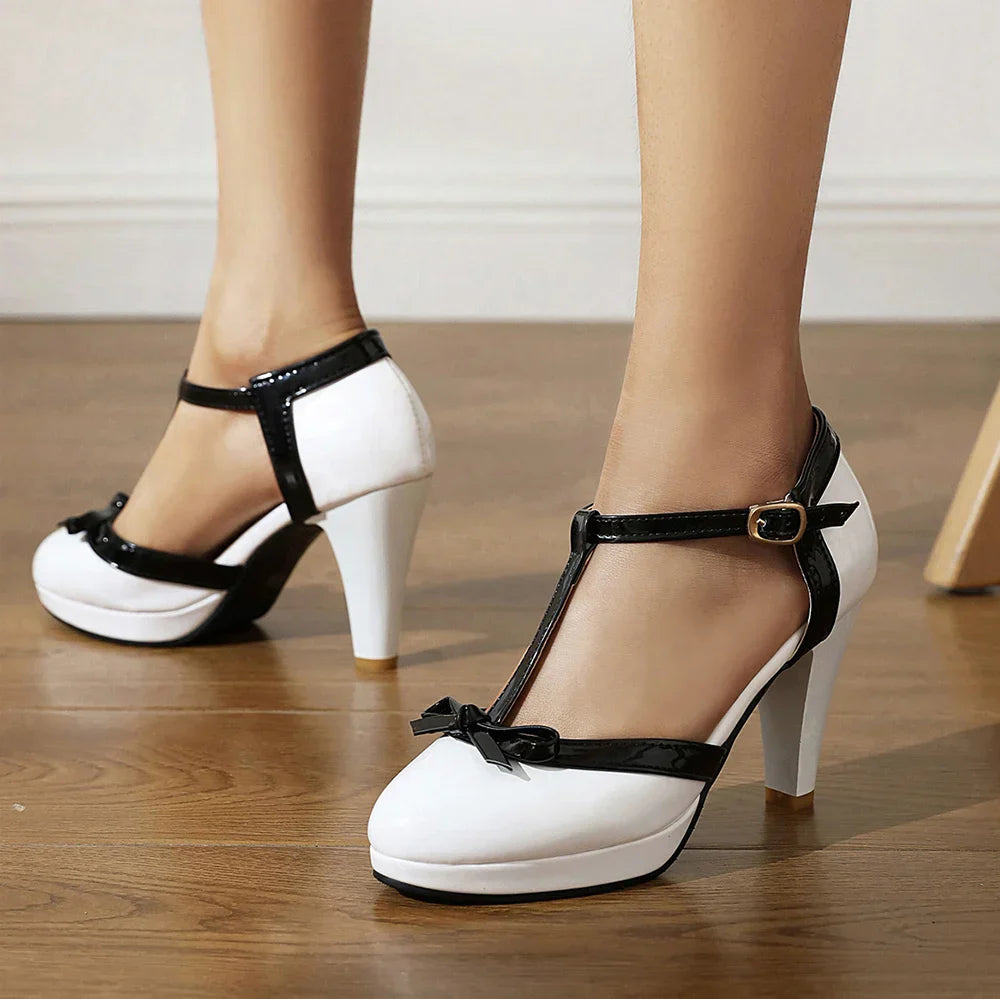 Women’s High Heel T-Strap Pumps