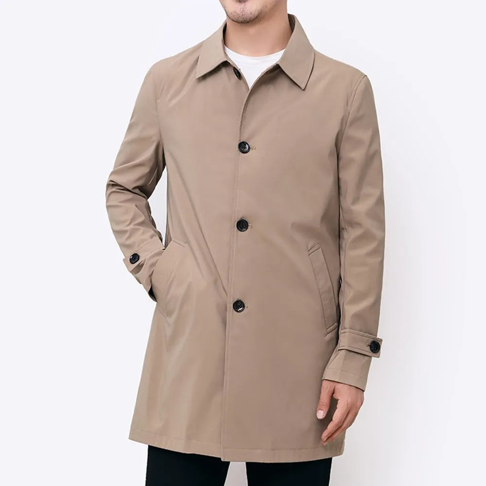 Trench Coat | Mid Length Button Front with Smart Fit