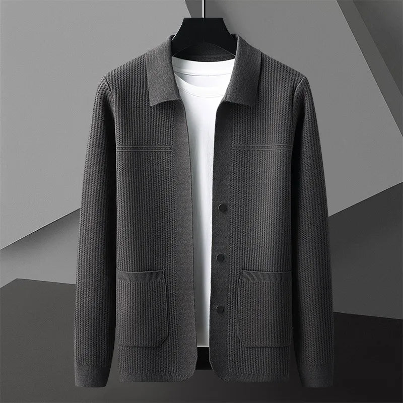 Men's Knit Collared Lightweight Cardigan