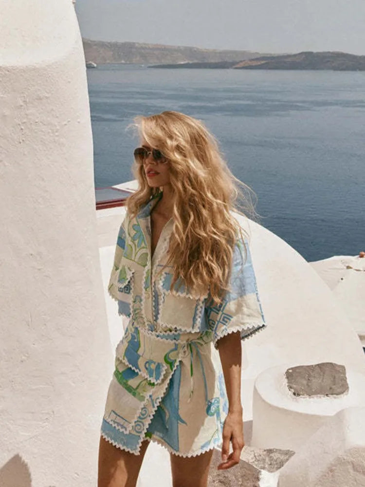 Women’s Patchwork Print Co-Ord Shorts Set
