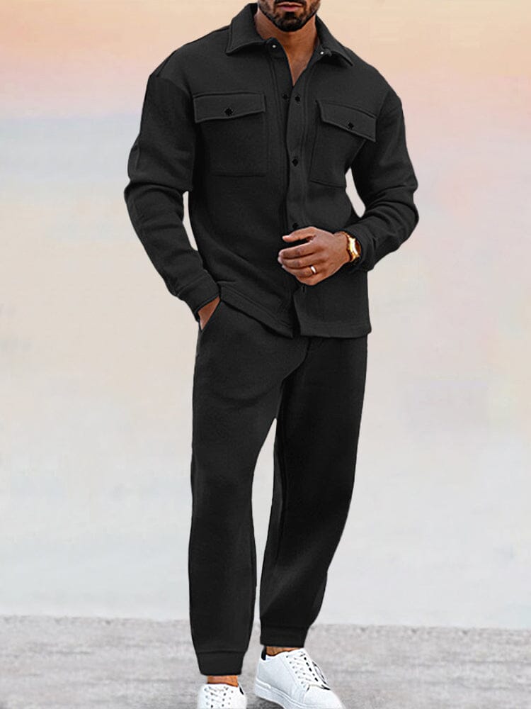 Tracksuit Set | Long Sleeve Shirt with Relaxed Fit Trousers