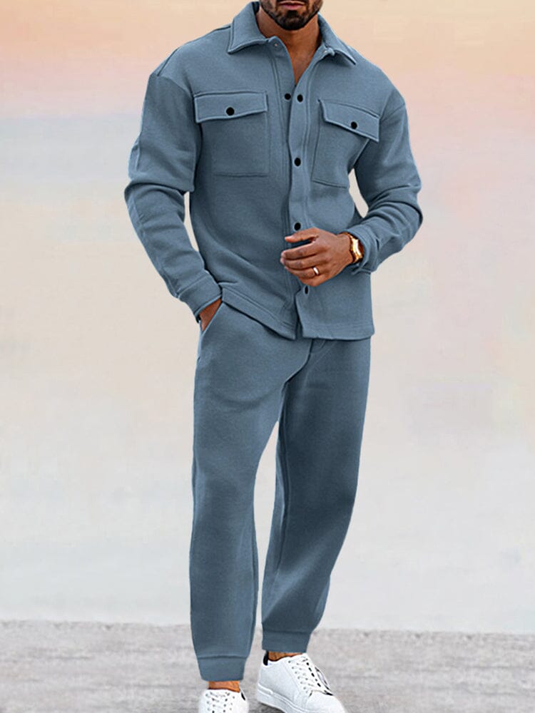 Tracksuit Set | Long Sleeve Shirt with Relaxed Fit Trousers