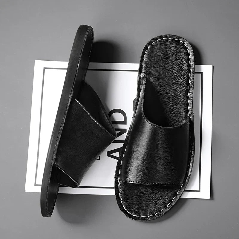 Men’s Leather Open-Toe Slide Sandals