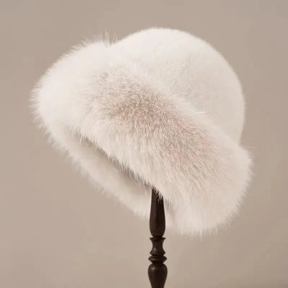 Faux Fur Hat | Wide Brim Winter Style